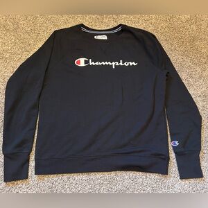 Champion Basic Long Sleeve Pullover Crewneck Sweater Size L Printed Logo